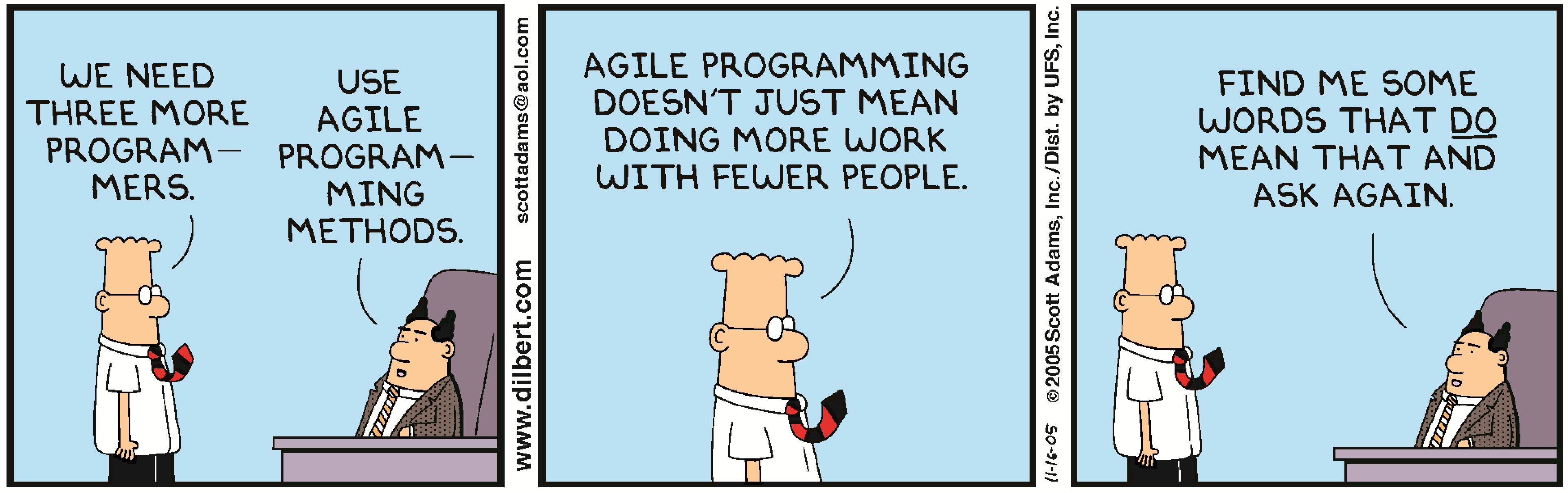 Dilbert - Agile Programming Speed